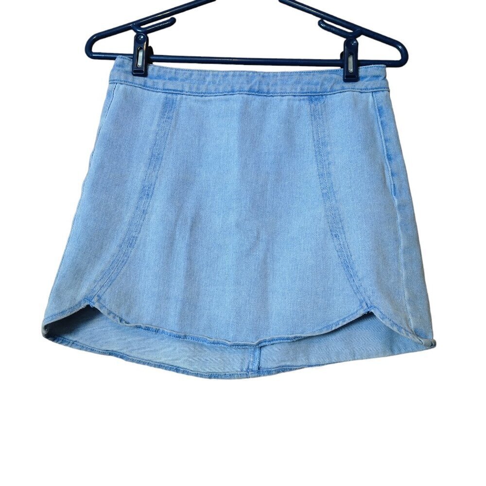 PACSUN Women's Size 25 Light Blue Denim Jean Mini Skirt Zip Back Closure